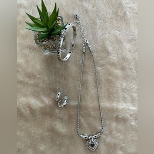 Brighton 3 Piece Set in Silver, Hearts…Necklace, Bracelet, Earrings